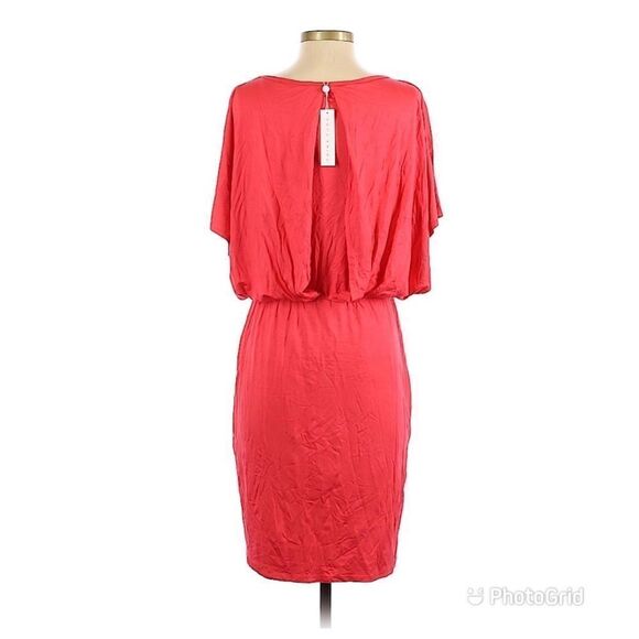 TRINA TURK Jersey Knit Sheath Dress Stretch Short Sleeve Blouson Coral Small New - Picture 4 of 16